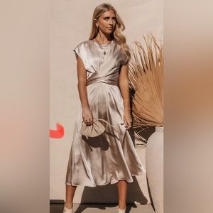 Bohme roseland midi dress in champagne